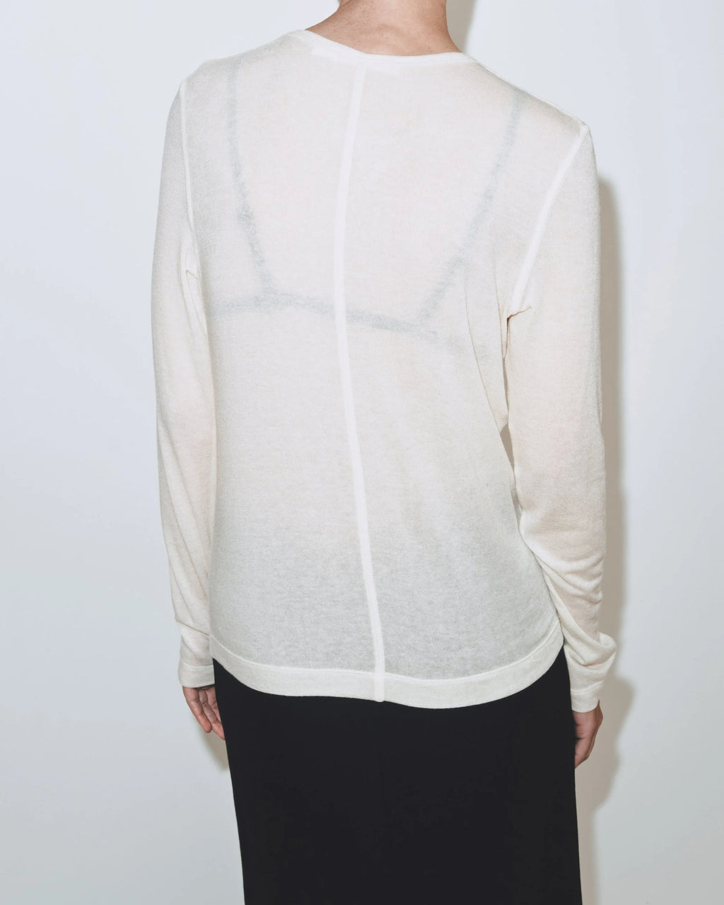 Wool Tencel Crew Neck Top - Ivory
