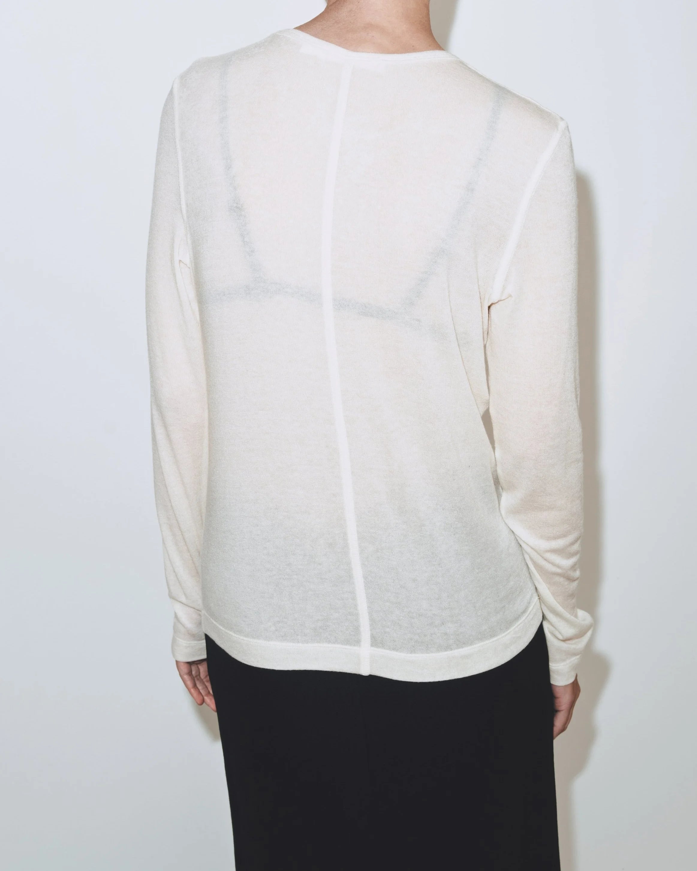 Wool Tencel Crew Neck Top - Ivory