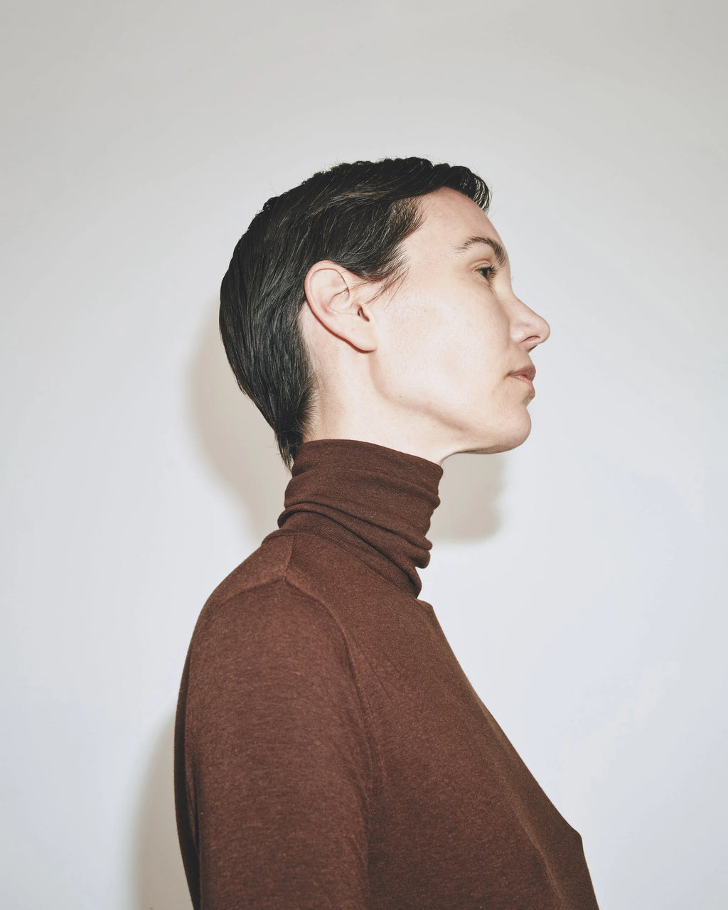 Roll Neck Jersey Top - Burgundy