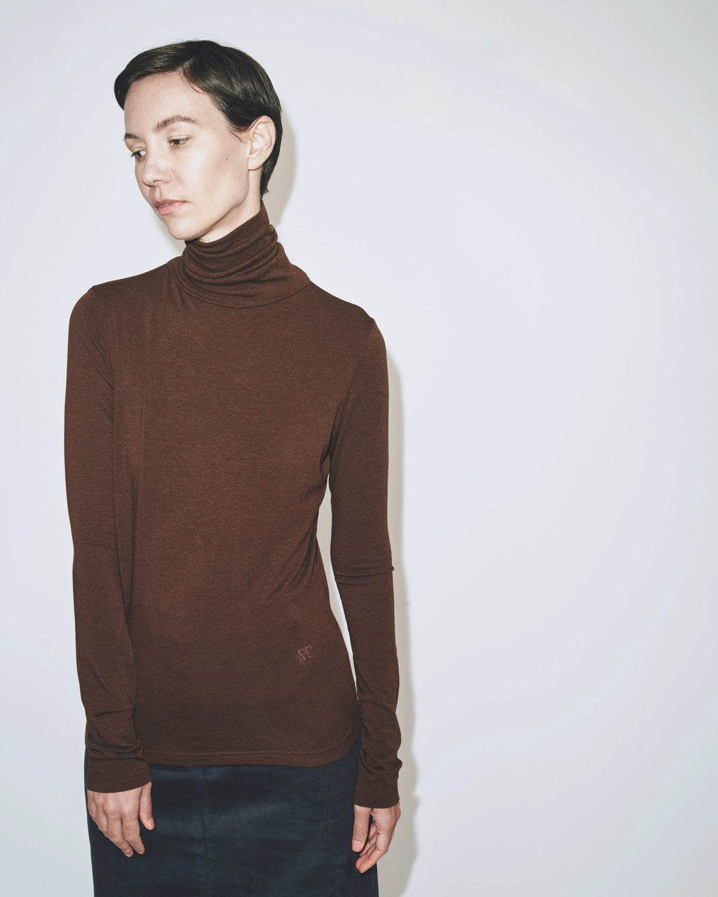 Roll Neck Jersey Top - Burgundy