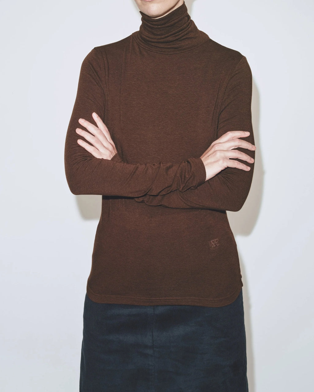 Roll Neck Jersey Top - Burgundy
