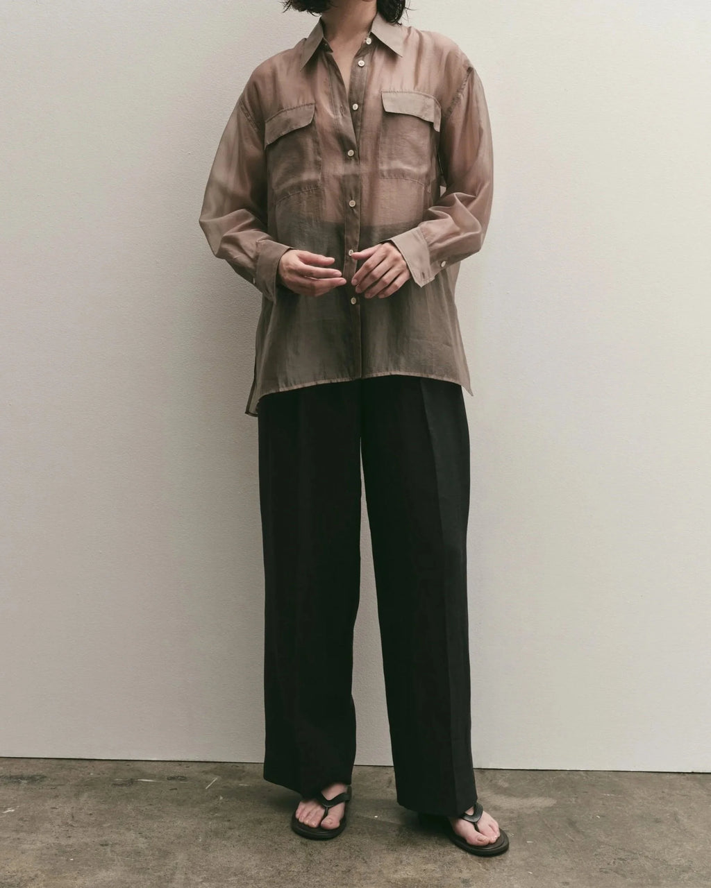 Organza Sheer Blouse - Dark Beige