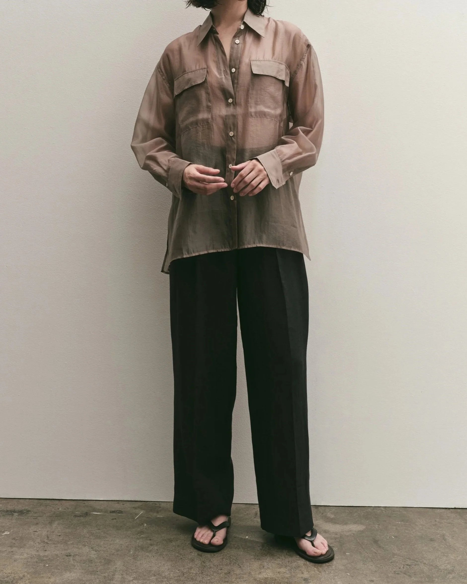 Organza Sheer Blouse - Dark Beige