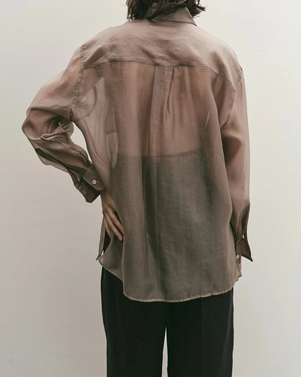 Organza Sheer Blouse - Dark Beige
