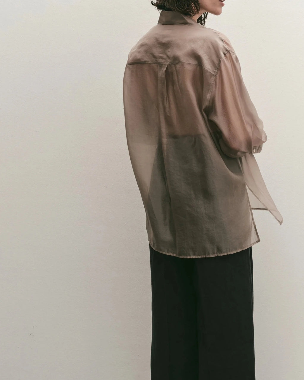 Organza Sheer Blouse - Dark Beige