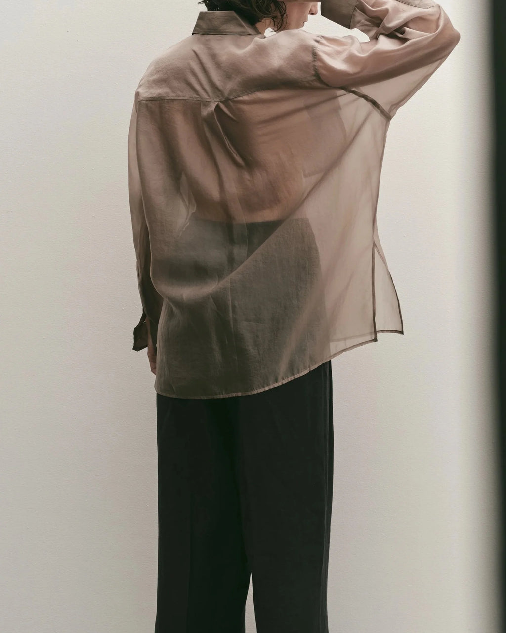 Organza Sheer Blouse - Dark Beige