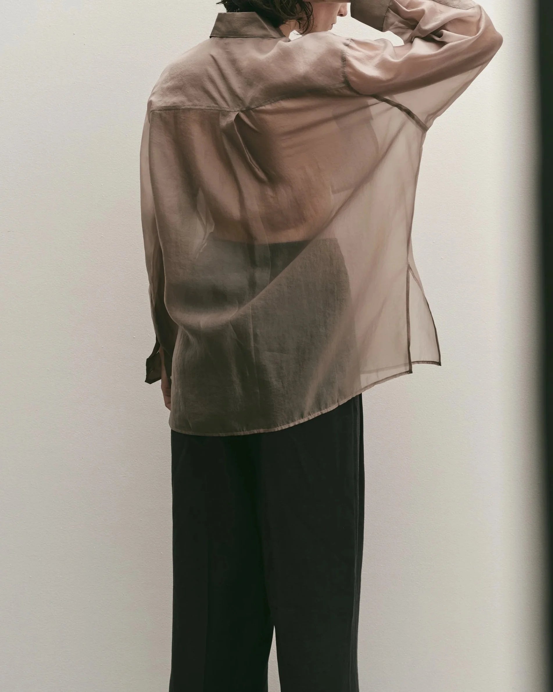 Organza Sheer Blouse - Dark Beige