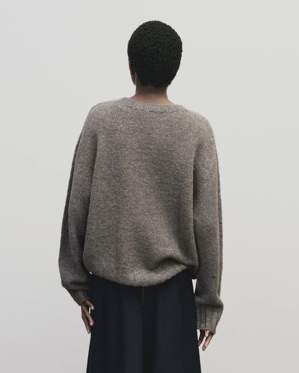 Alpaca Blend Crew Neck Sweater - Gray