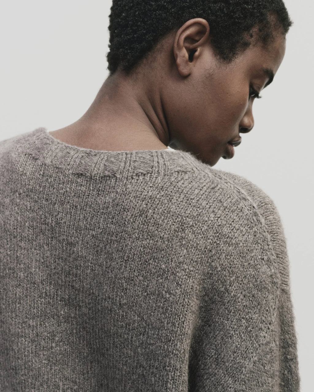 Alpaca Blend Crew Neck Sweater - Gray