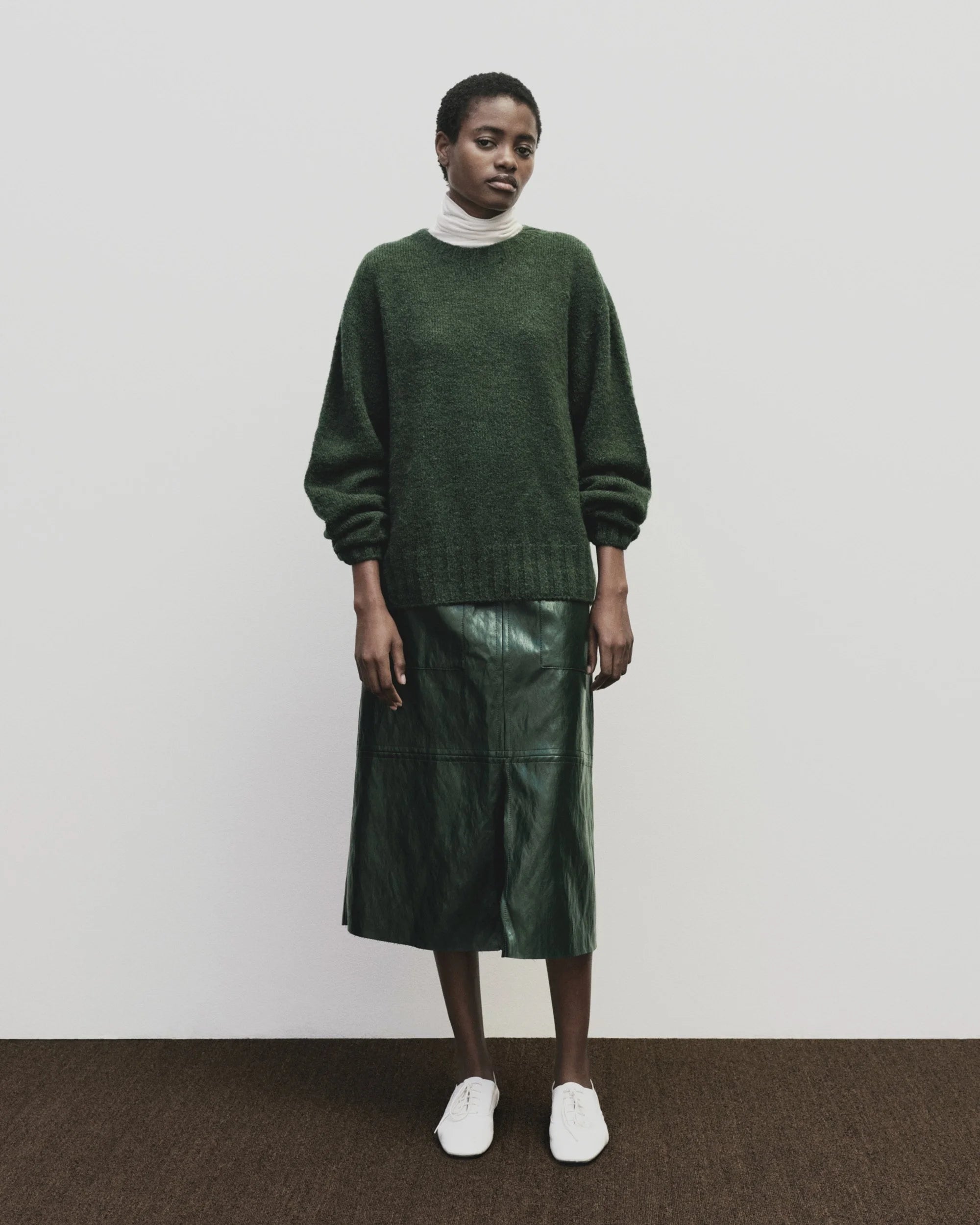 Alpaca Blend Crew Neck Sweater - Green