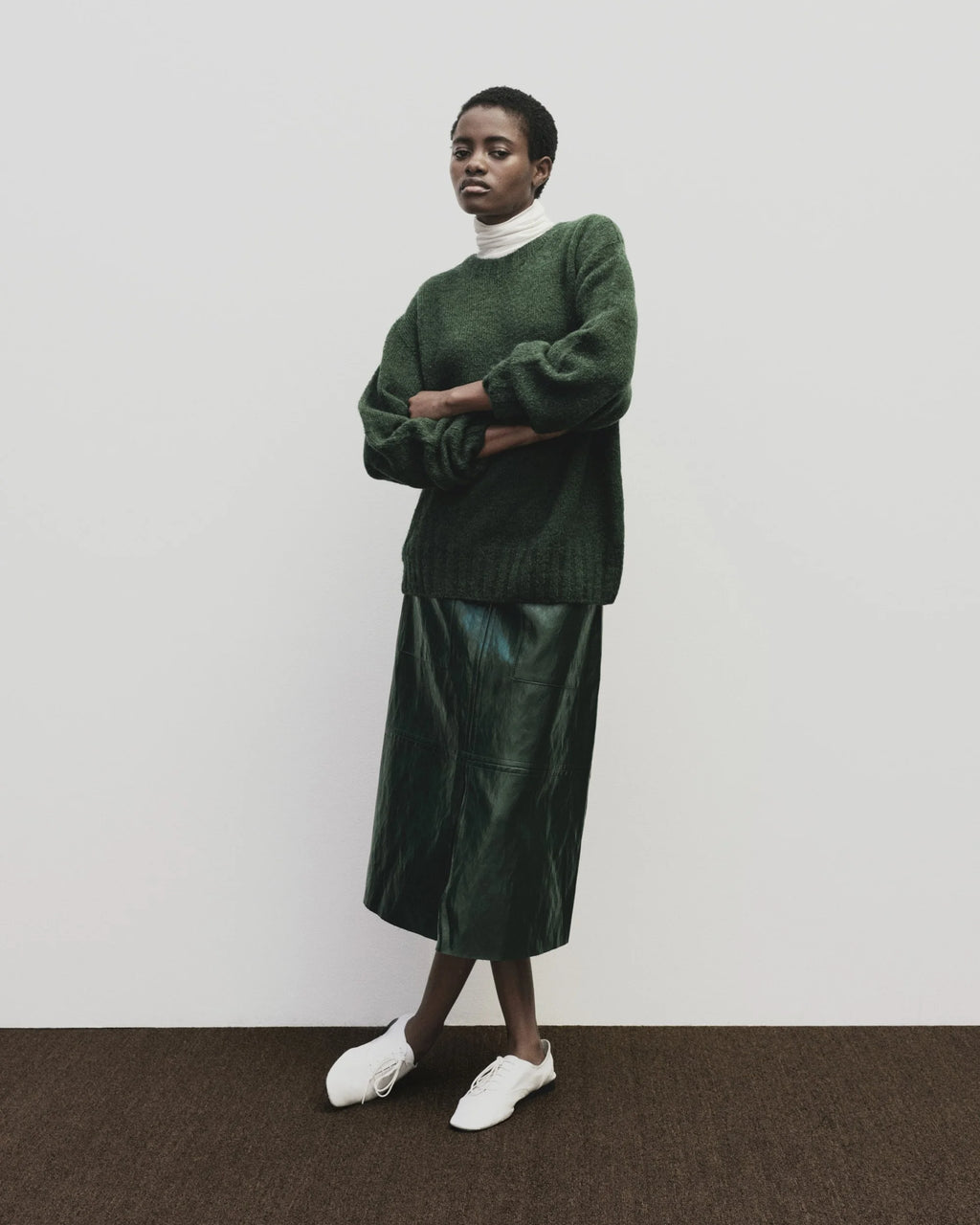 Alpaca Blend Crew Neck Sweater - Green