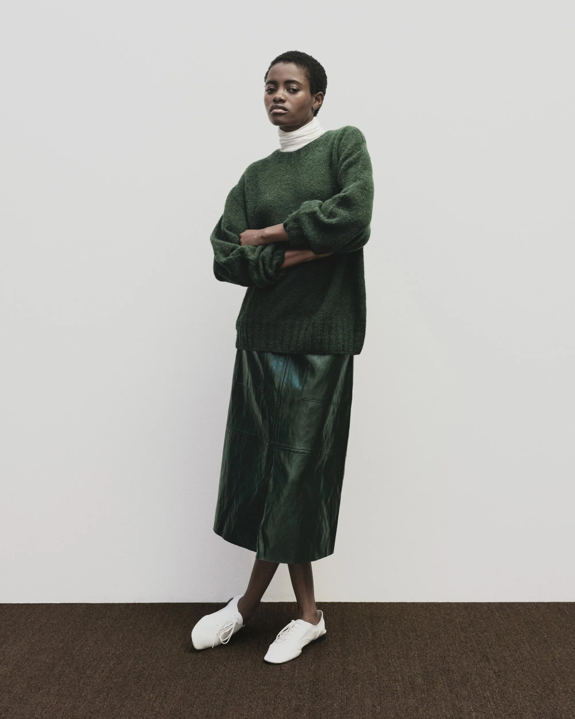 Alpaca Blend Crew Neck Sweater - Green