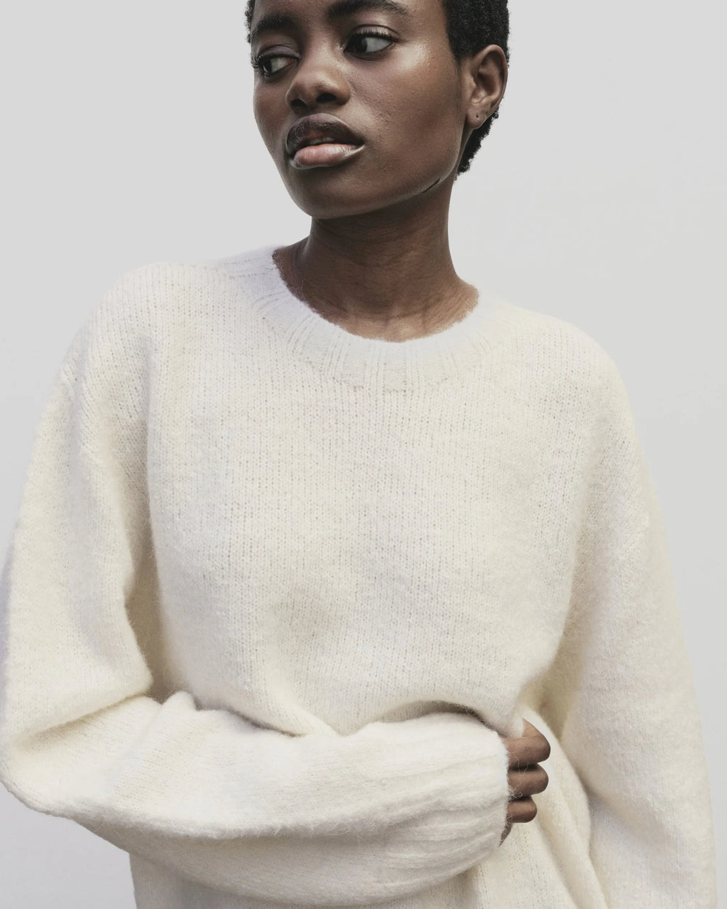 Alpaca blend Crewneck Sweater - Ivory