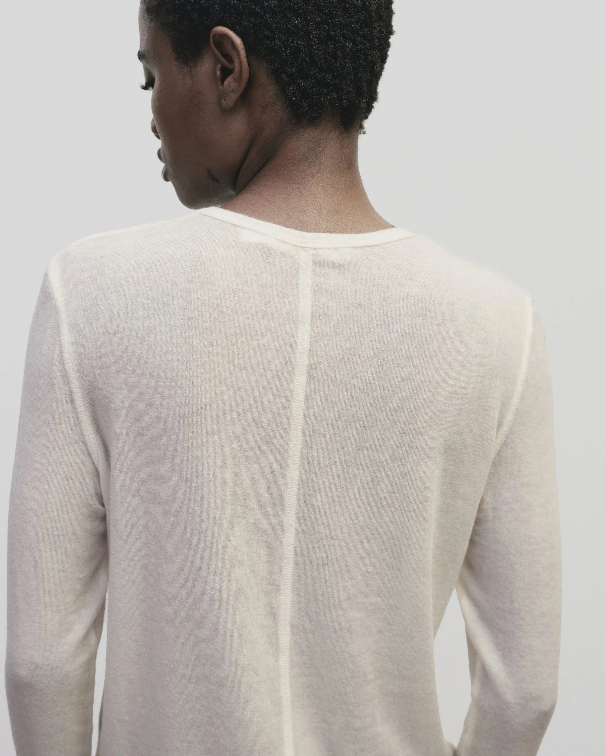 Wool Tencel Crew Neck Top - Ivory