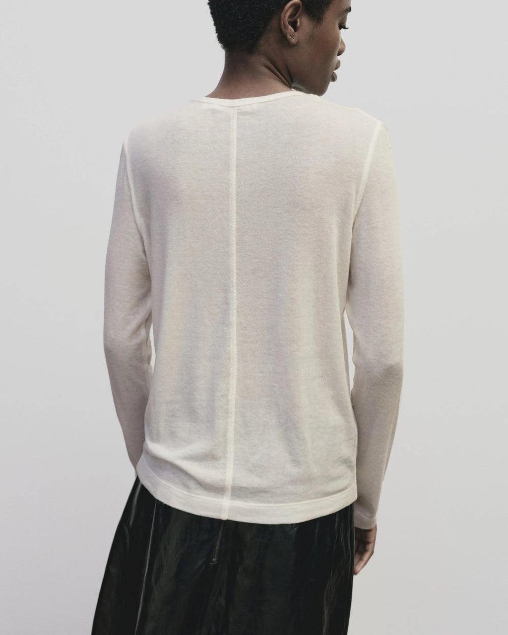 Wool Tencel Crew Neck Top - Ivory