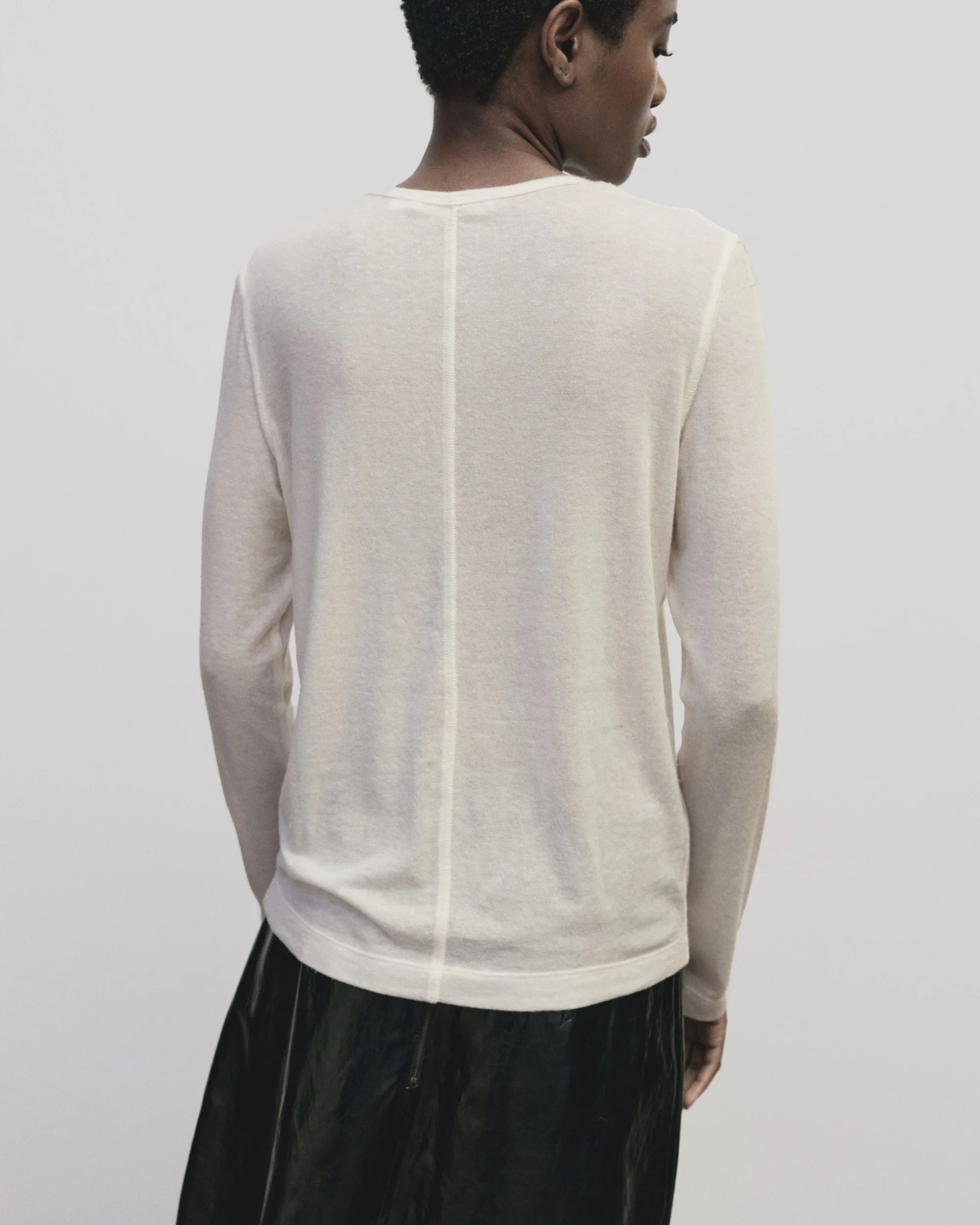 Wool Tencel Crew Neck Top - Ivory
