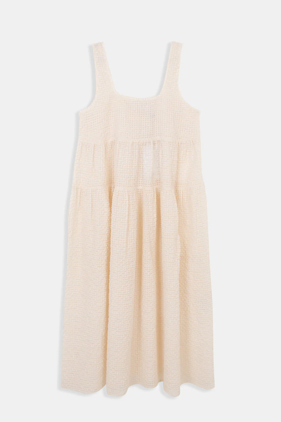 A white sleeveless Saint dress by Rita Row on a plain background