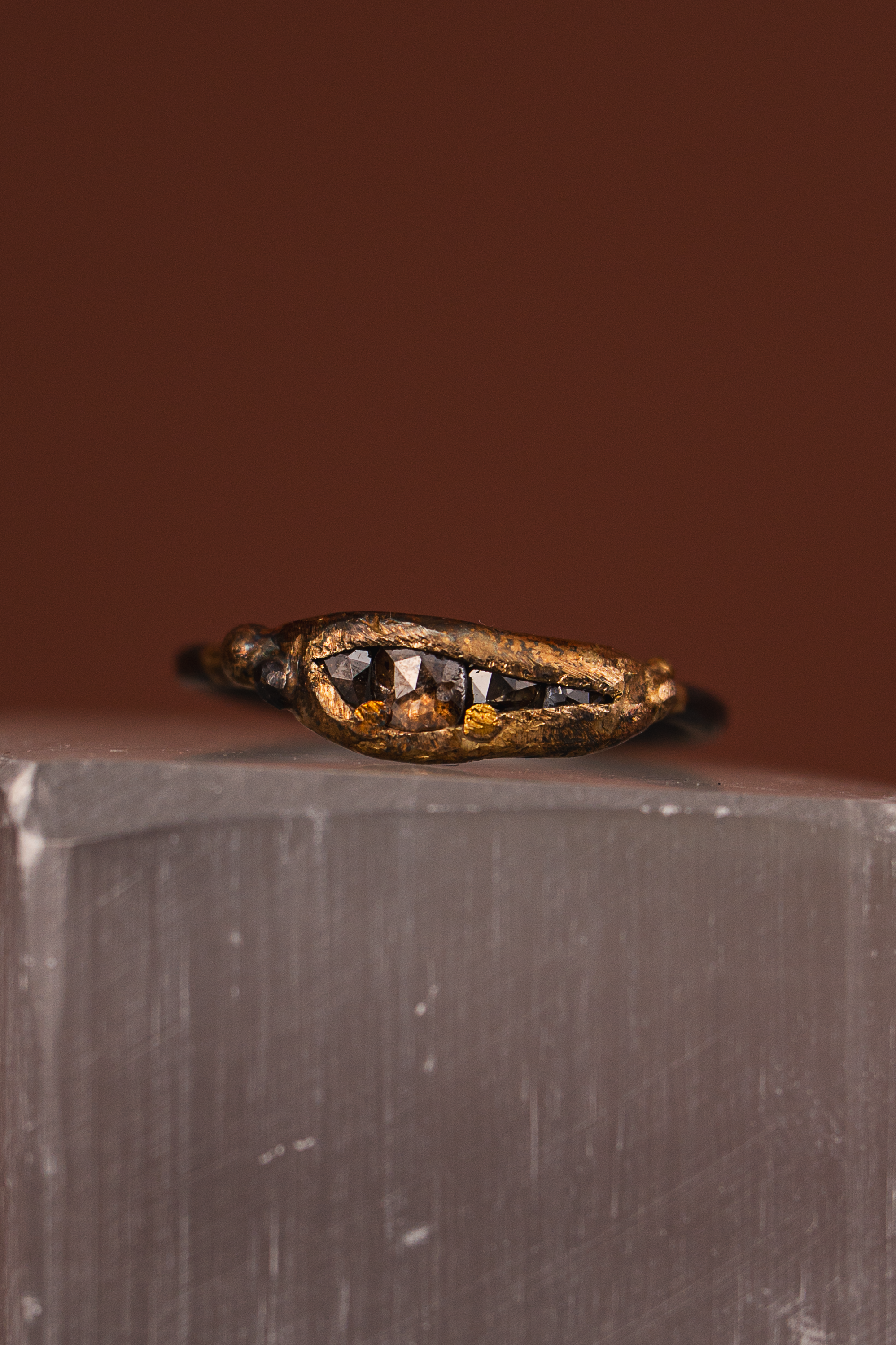 Baguette diamond band mini - mixed metal ring