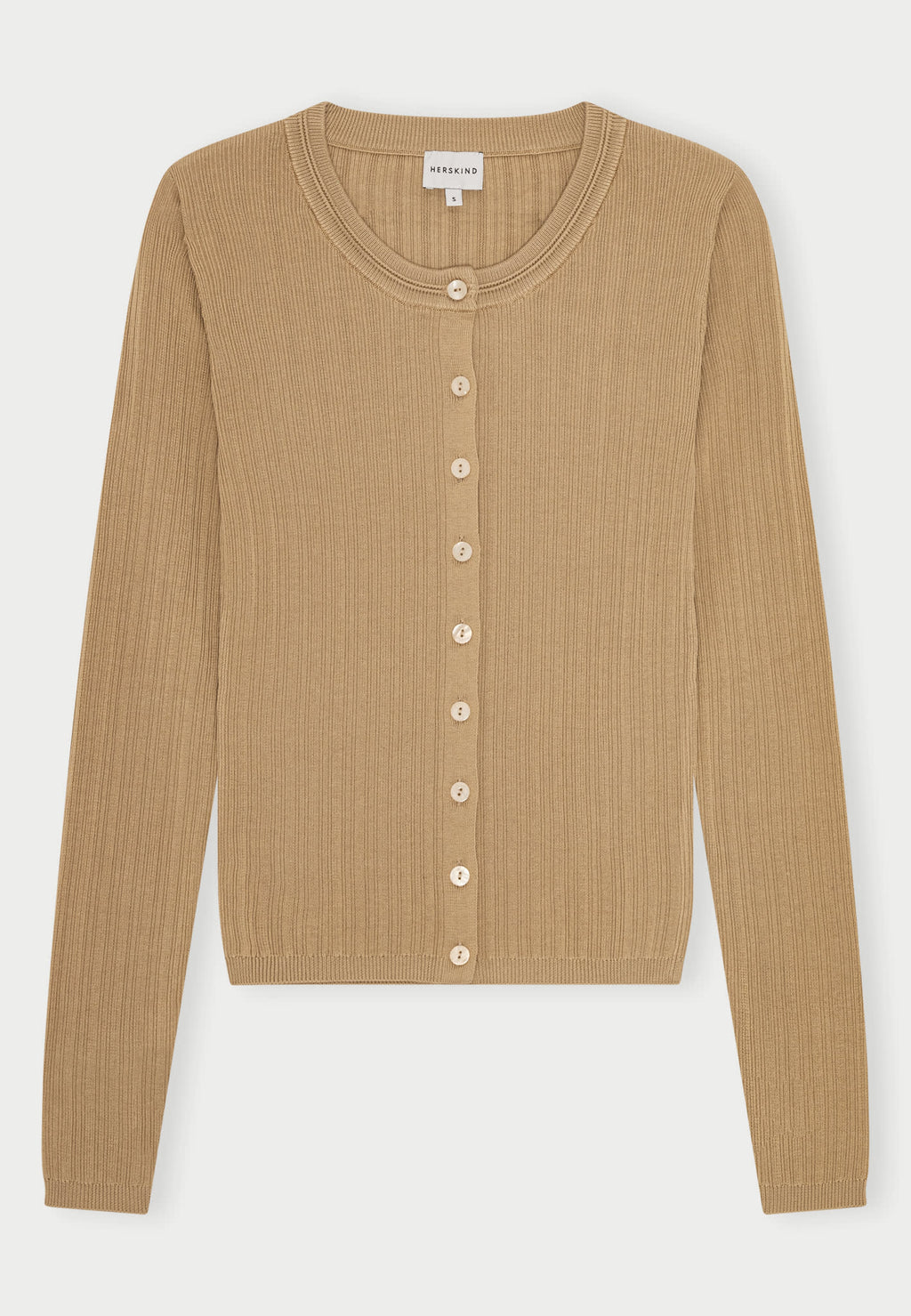 Sand ribbed Brooks sweater blouse by Herskind against a plain background
