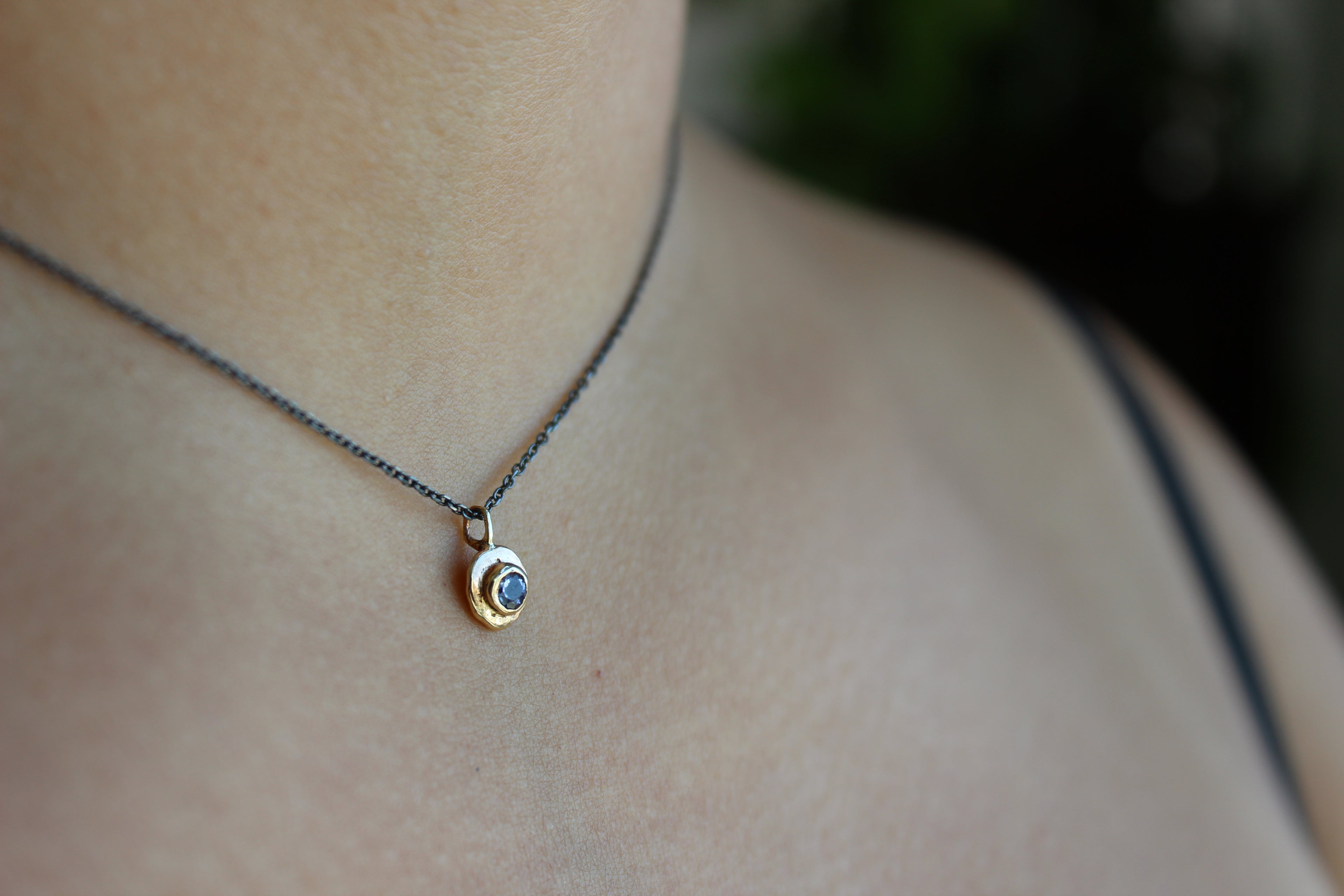 Tanzanite with oxidized sterling silver chain necklace