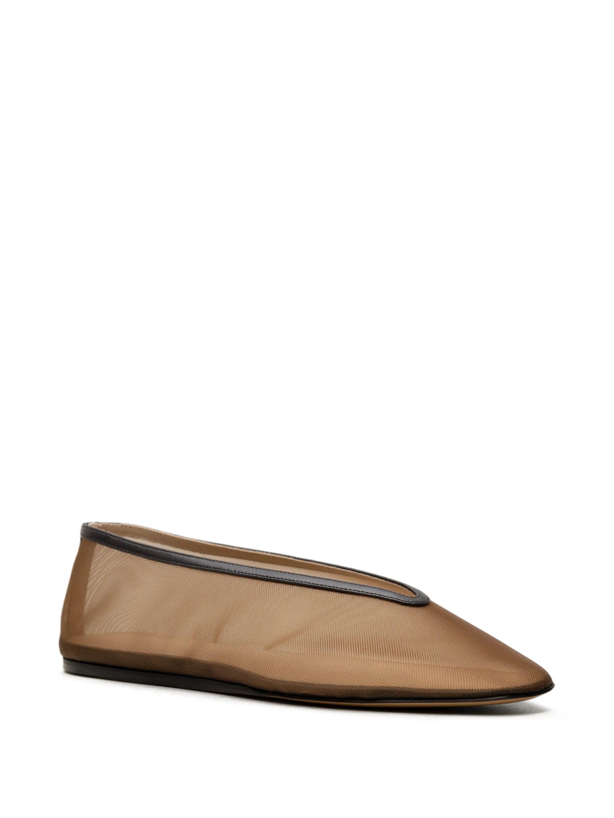  Mesh brown leather luna slippers by Le Monde Beryl