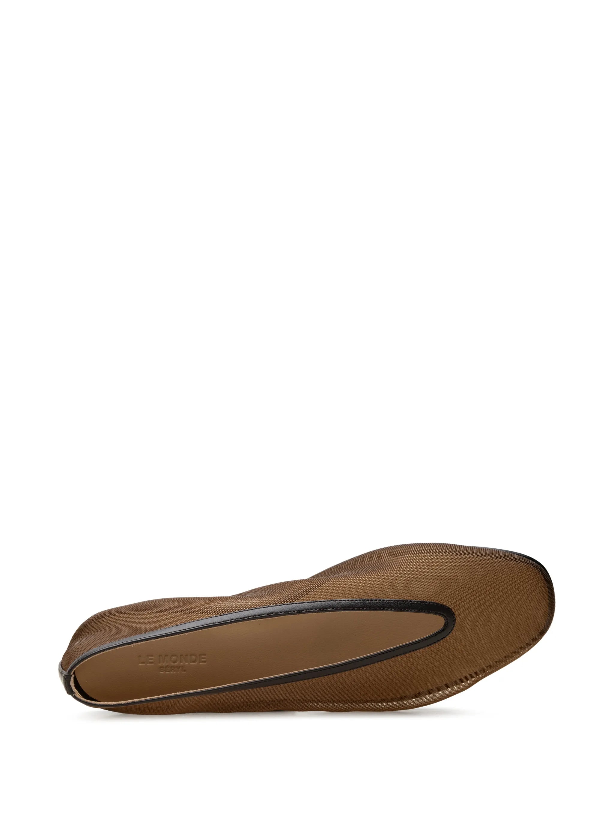 Meshe brown leather luna slippers by Le Monde Beryl