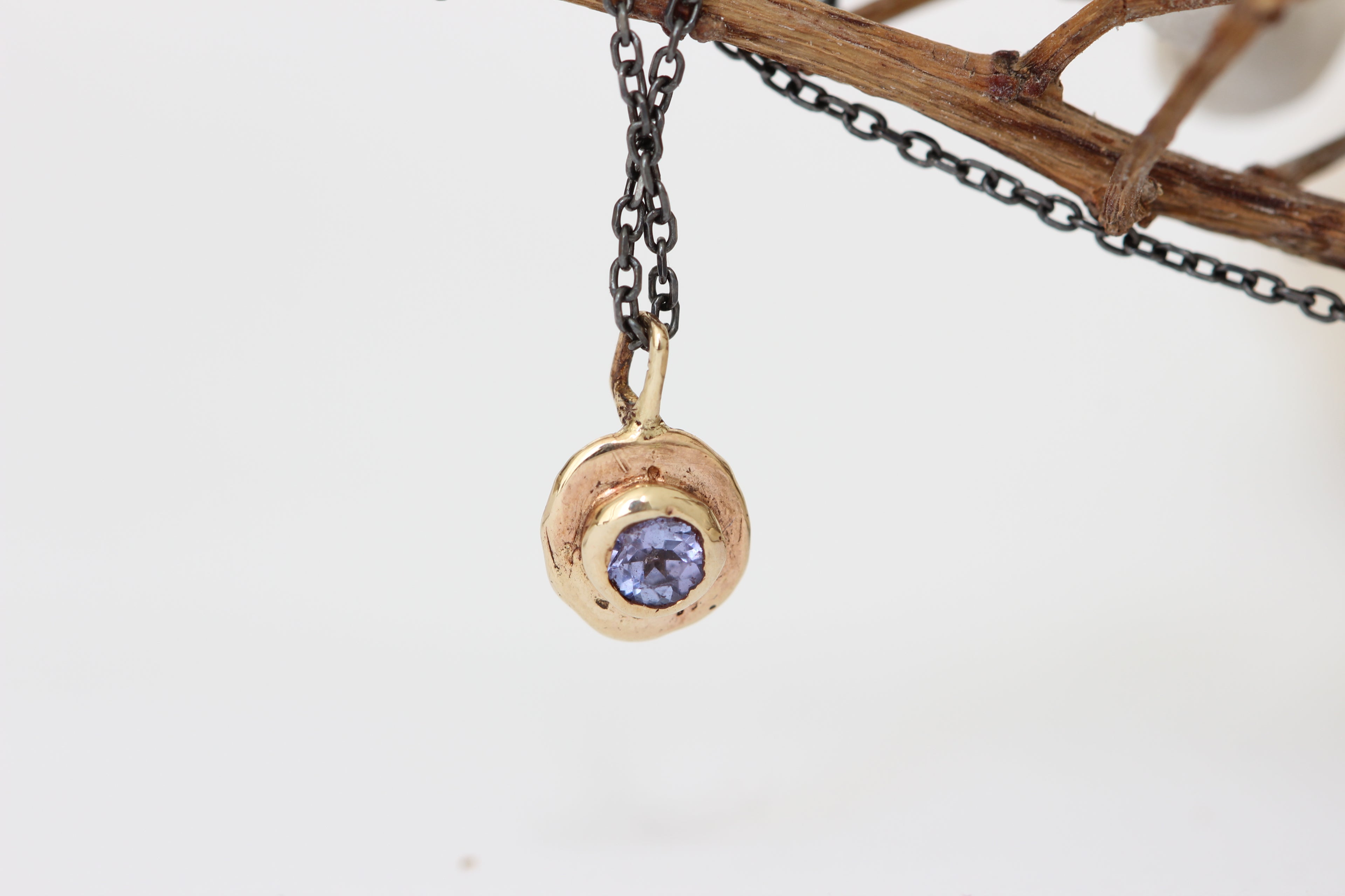Tanzanite with oxidized sterling silver chain necklace