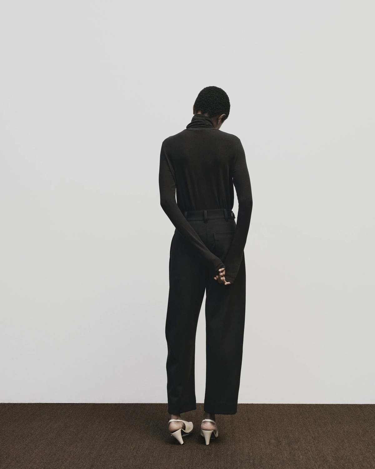 Roll Neck Jersey Top - Black