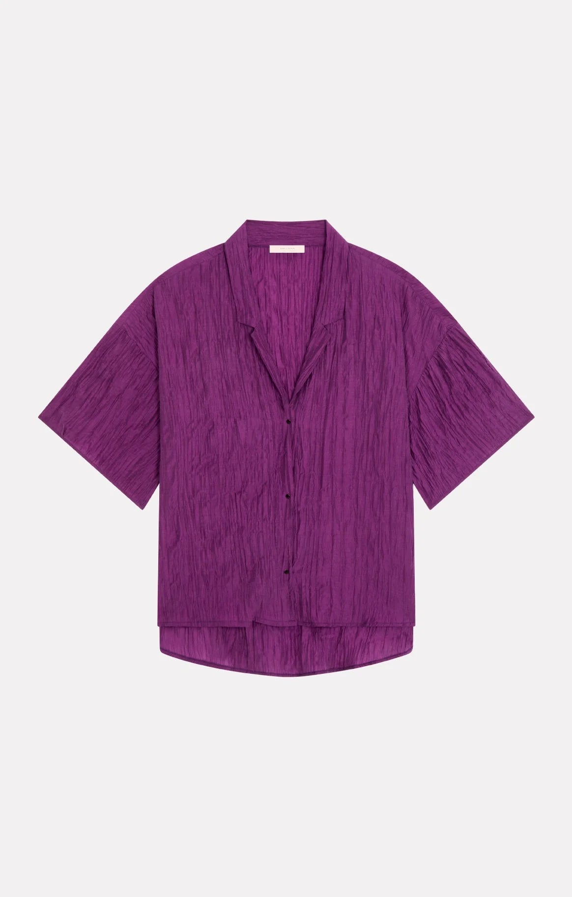 Purple textured blouse by Roseanna on a light gray background 