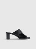 Black cutout Rosate sandal by ATP Atelier with a high heel on a white background