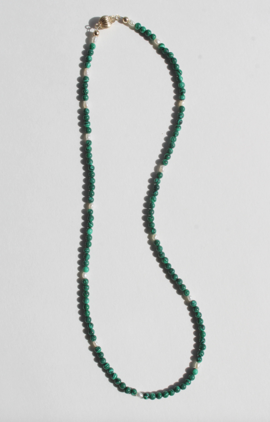 Pearl and Malachite Strand Necklace