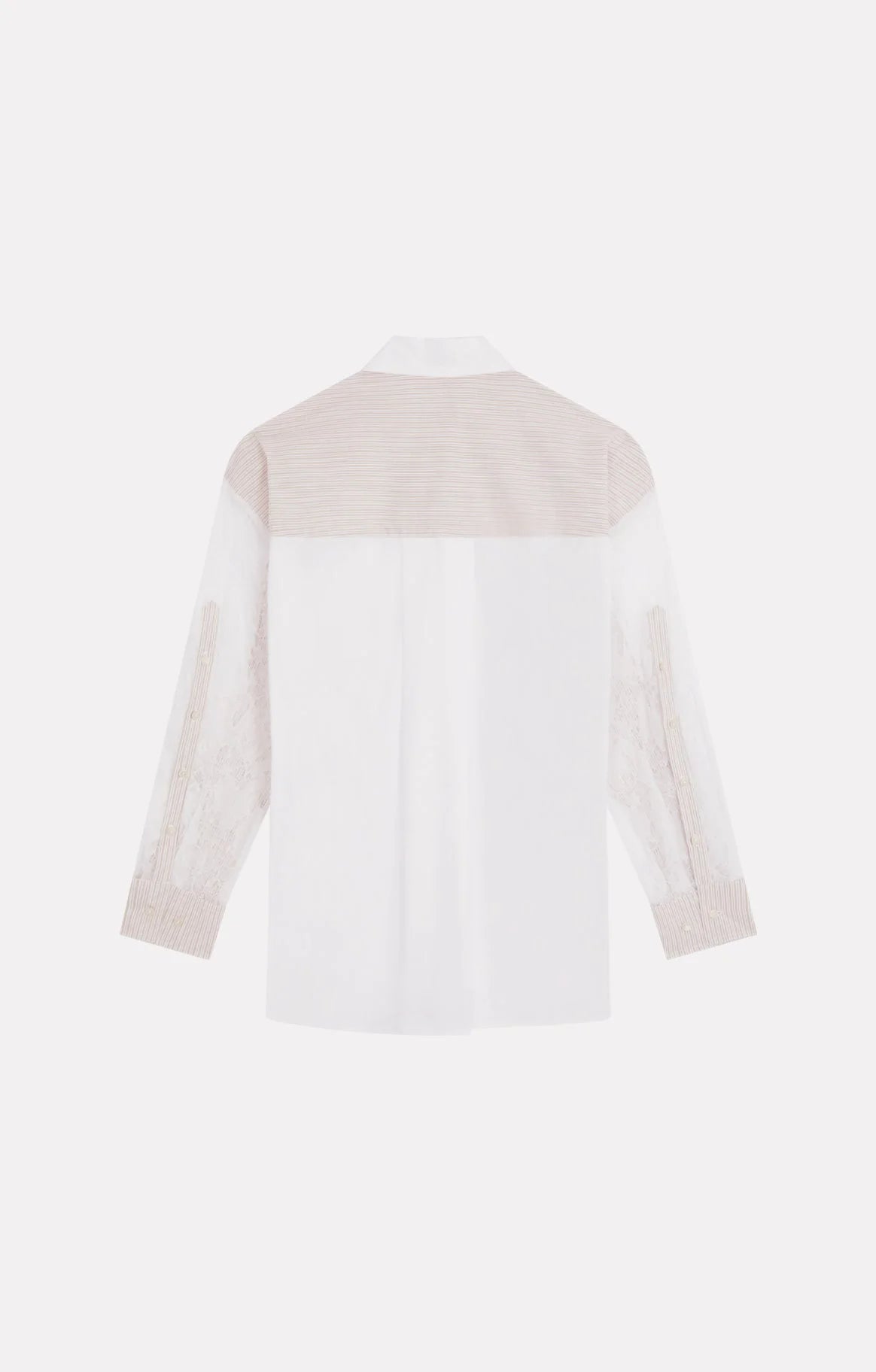 Long-sleeve shirt with a two-tone design on a white background