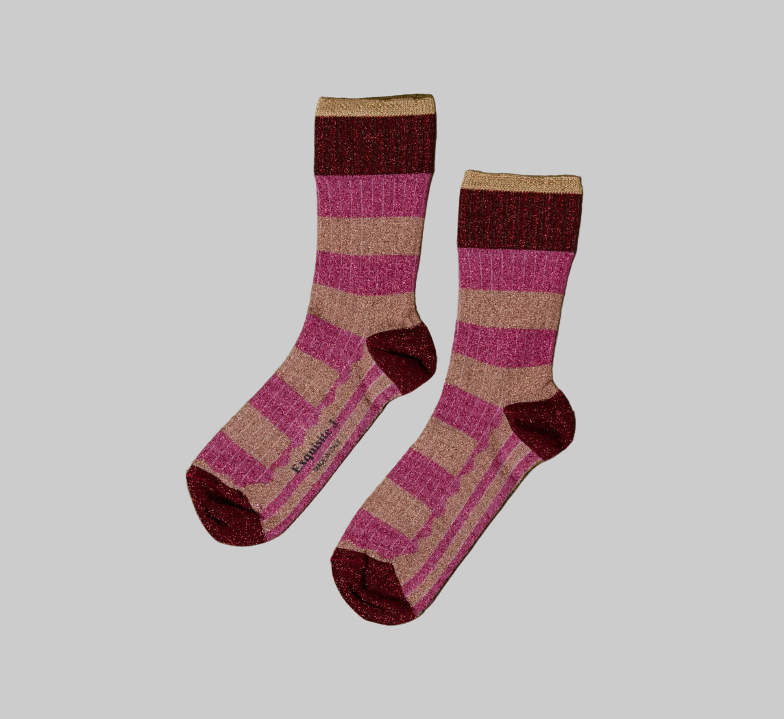 CA78 SHORT LUREX COTTON STRIPES SOCKS