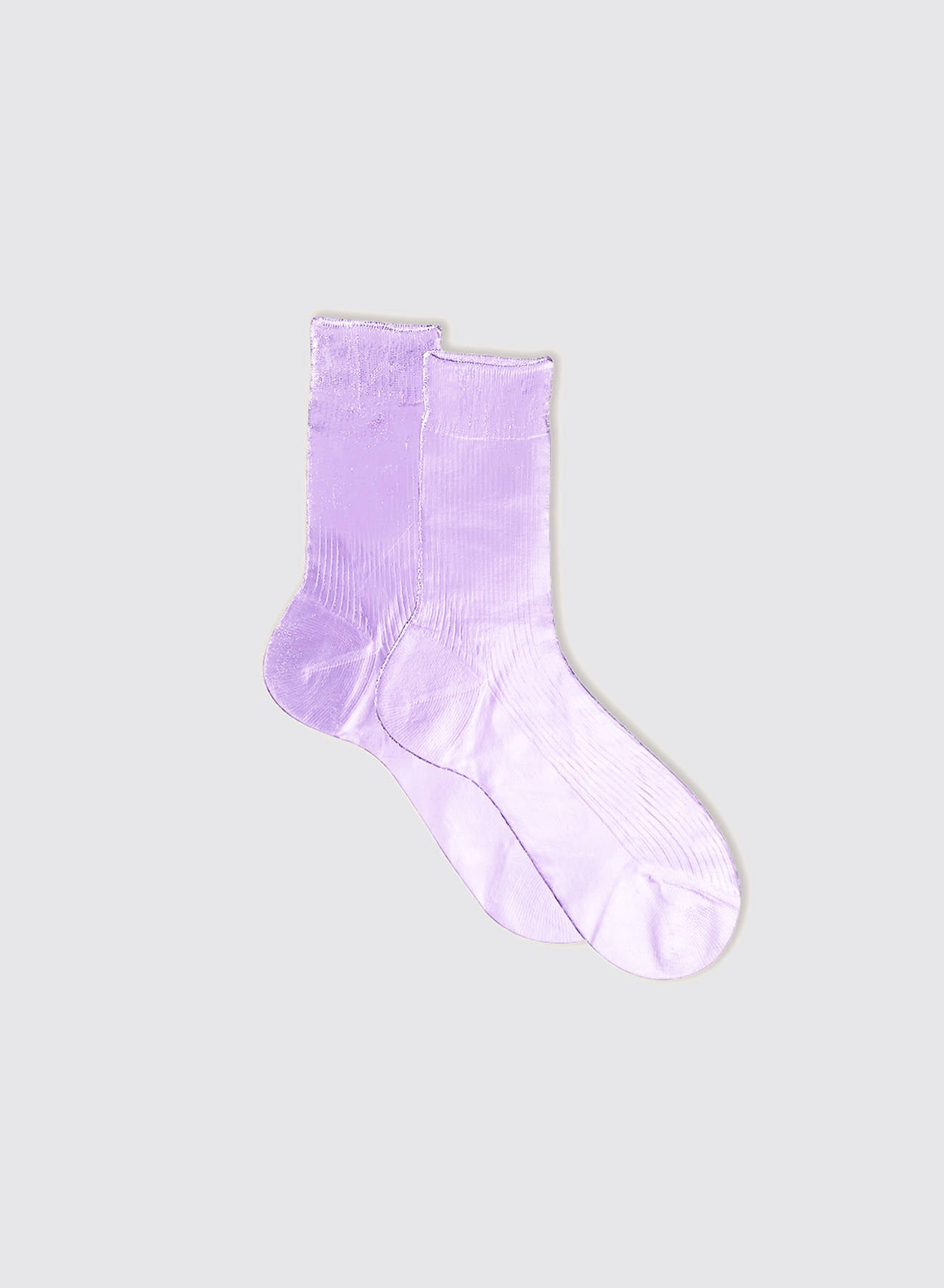 One Ribbed Laminated Socks - Lilac
