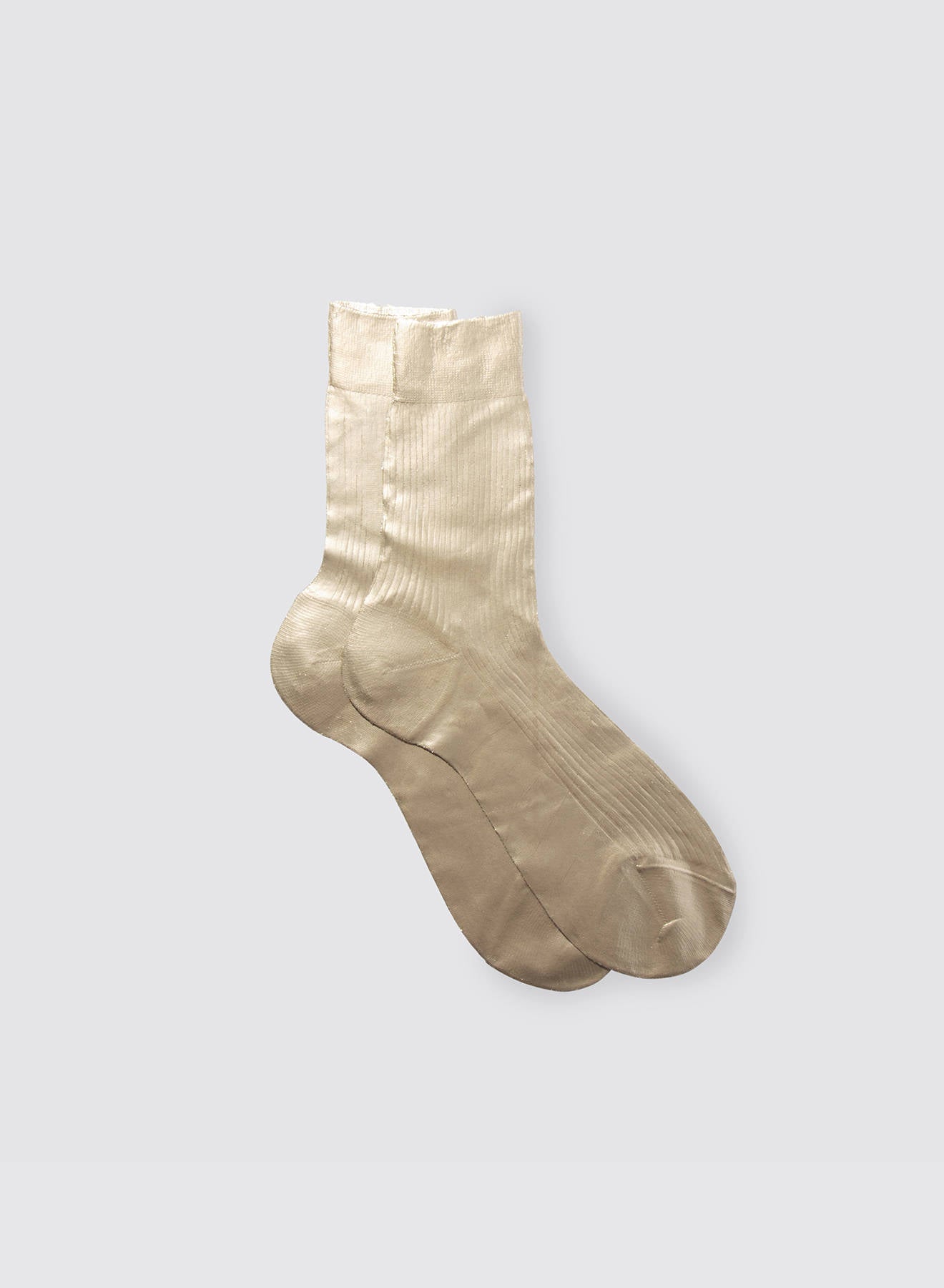 One Ribbed Laminated Socks - Platino