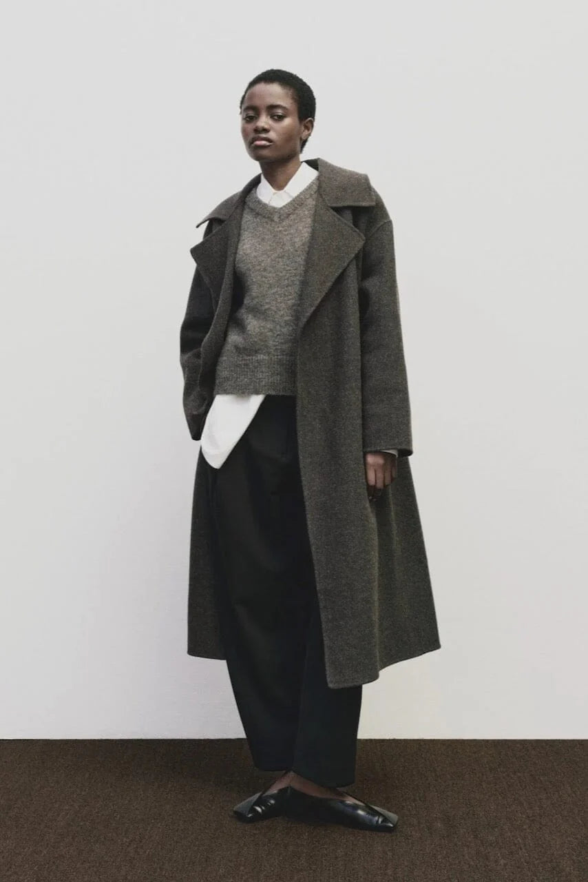 Wool Blend V-Neck Vest - Heather Brown