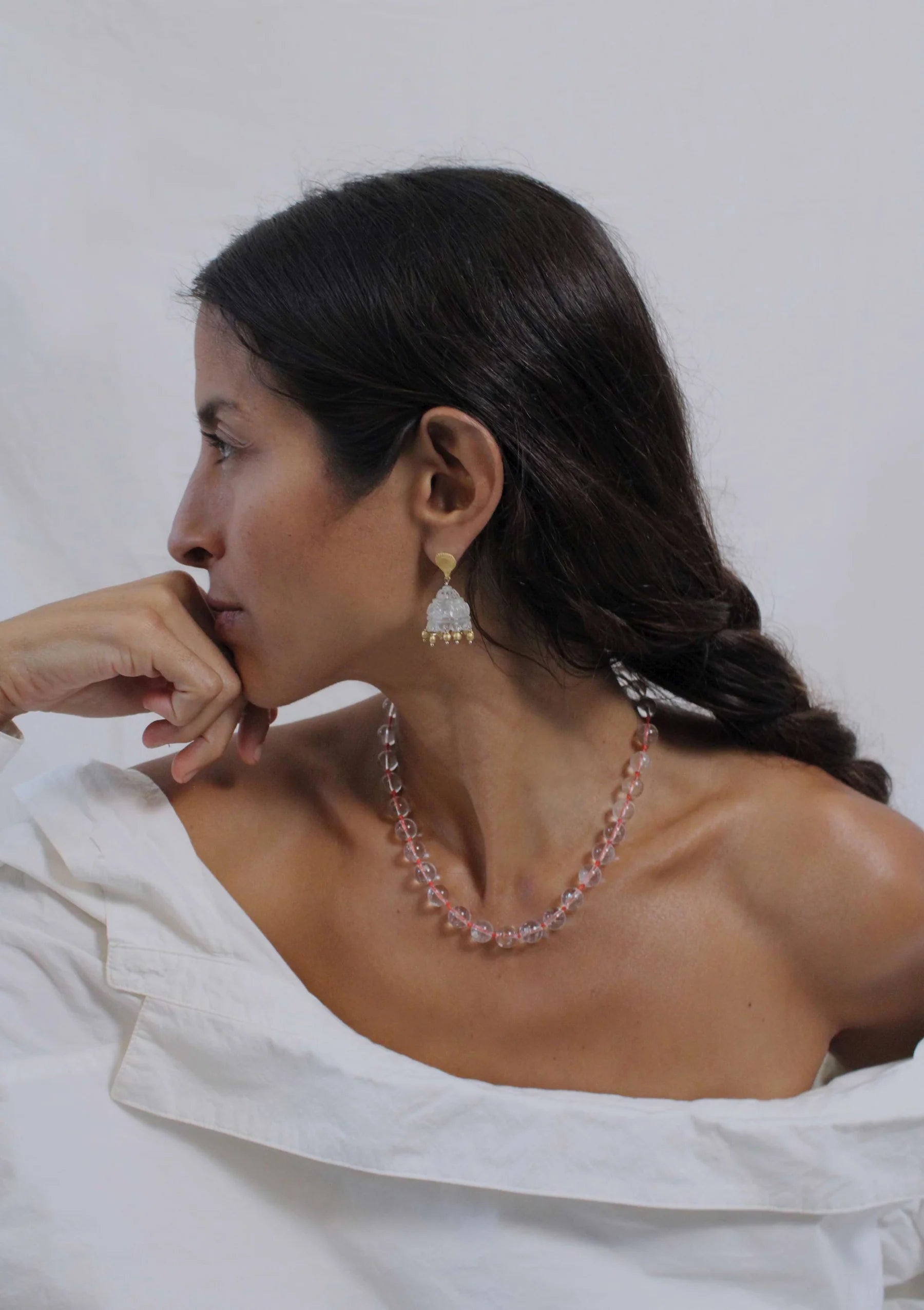 Quartz Beaded Collar Necklace