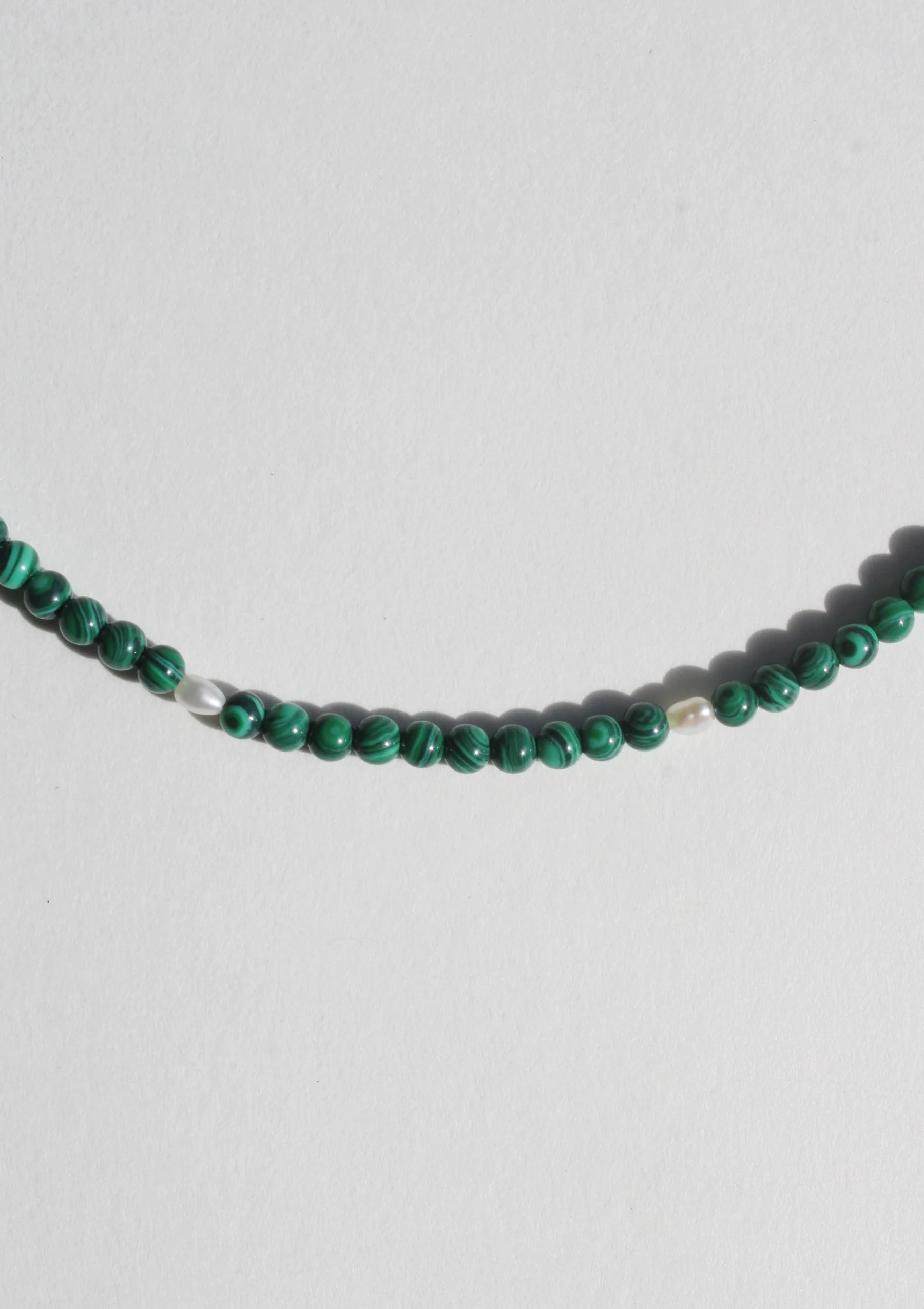 Pearl and Malachite Strand Necklace